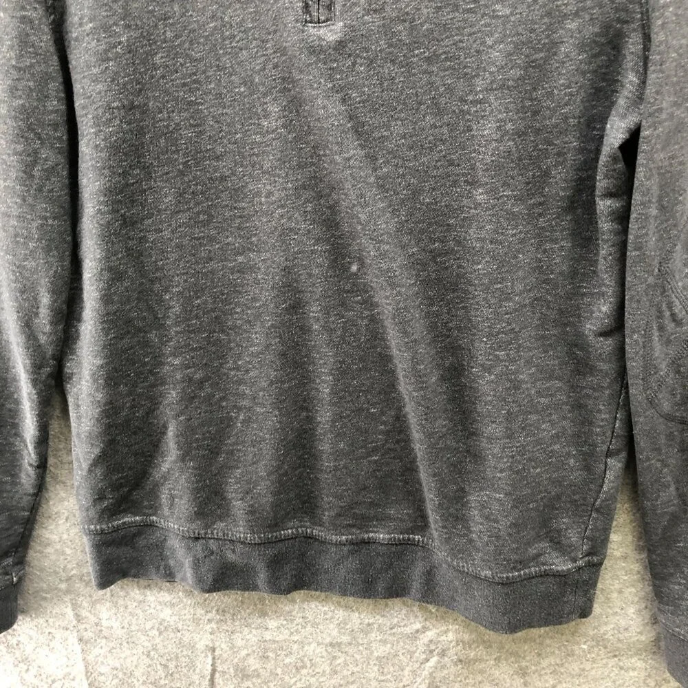 Banana Republic 1/4 Zip‎ Sweatshirt Mens M Dark Gray Elbow Patch Lightweight